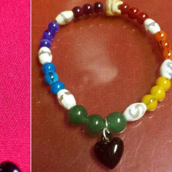 TDD Custom Made One Size Fits Most Chakra (#1584) Agate Puka Yoga Bracelet - Picture 2 of 5